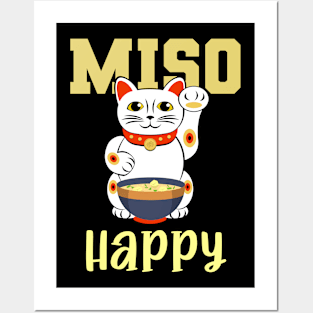 Miso Happy Japanese Food Cat Lover Pun Posters and Art